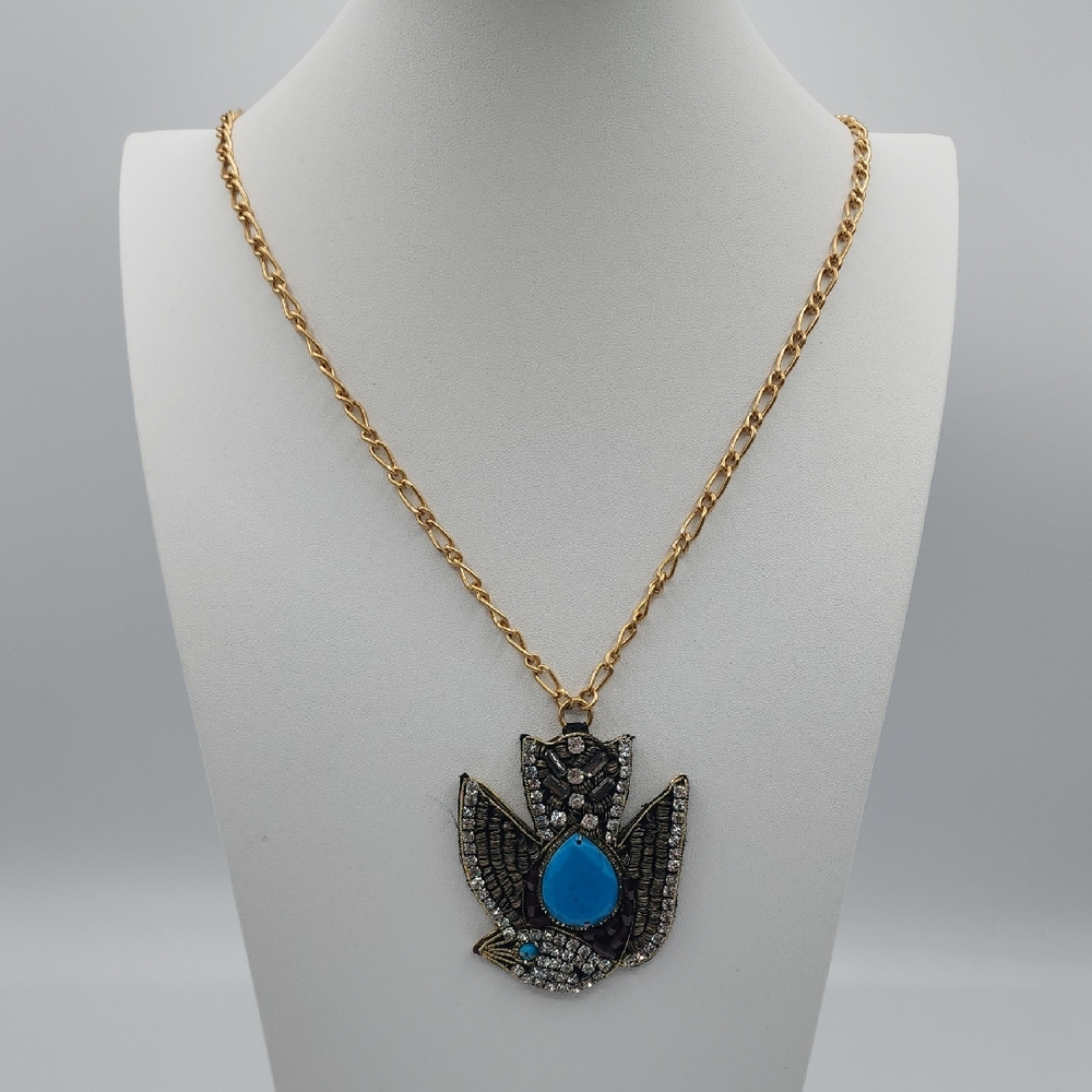 Juicy Couture Native American Dove Beaded Pendant On Brass 32" Necklace